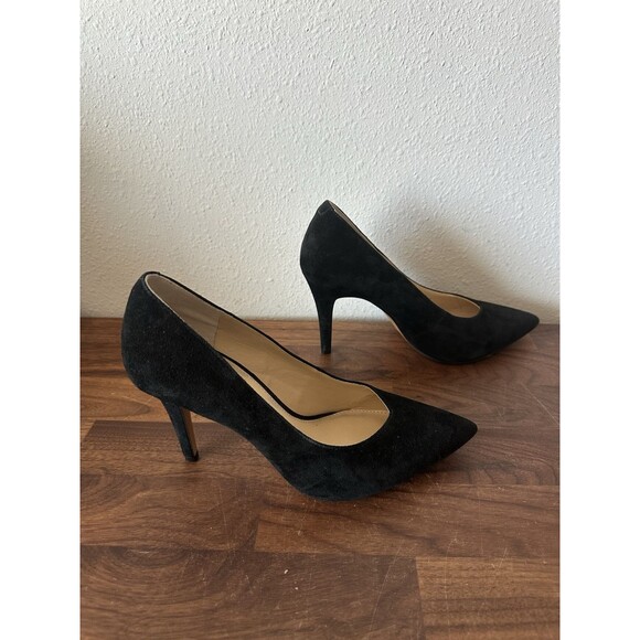Vince Camuto Black Suede Heels Vp-novilesa Size 7.5 Pointed Toe Leather - Picture 8 of 11